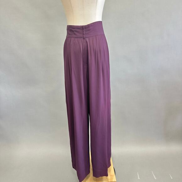 Cache purple high waist wide leg palazzo cumberbund pants‎ Size 12 Deadstock NWT - Picture 3 of 15
